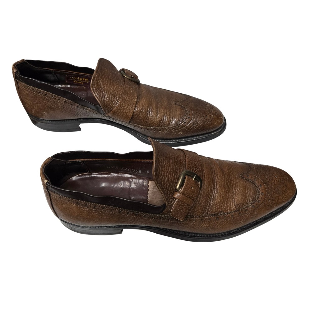Wright Arch Preserver 10.5 Neolite Brown‎ Pebble Grain Monk Strap Wingtip Loafer